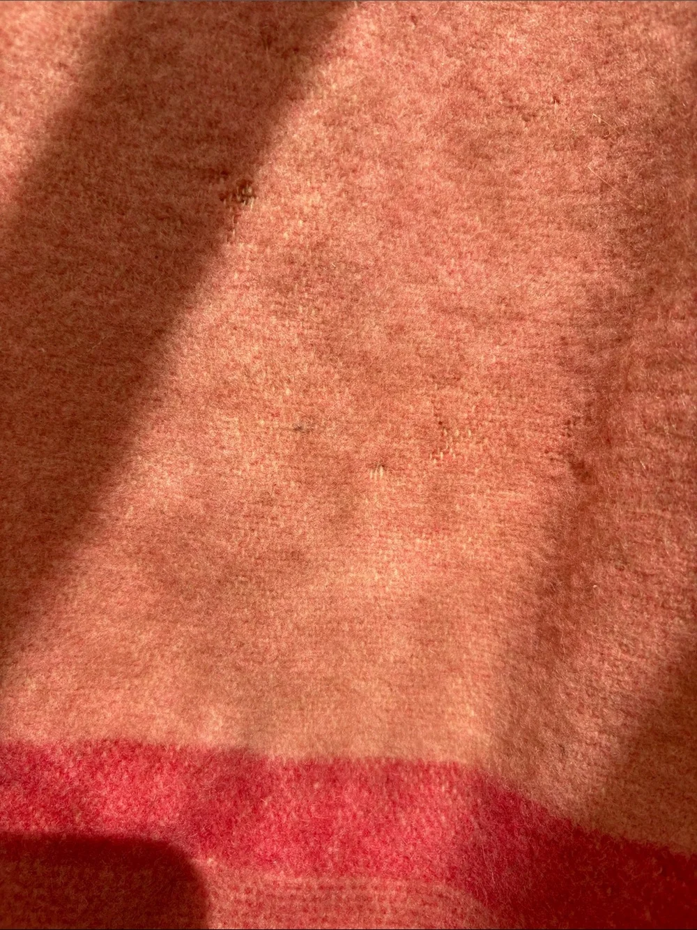 Vintage striped wool Soft Pink Throw Blanket lots of flaws. Bg202